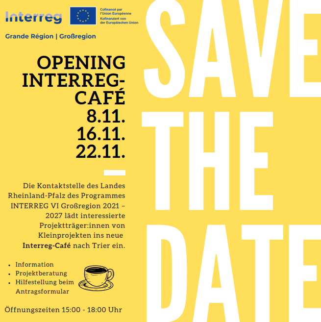 Interessierte Projektträger:innen aus Rheinland-Pfalz sind in das Café in Trier eingeladen!